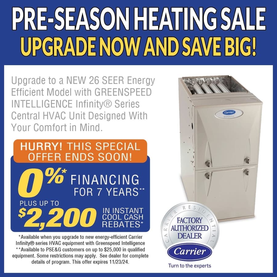 Northern New Jersey HVAC Provider Announces Fall Savings on Maintenance, Equipment, and Financing